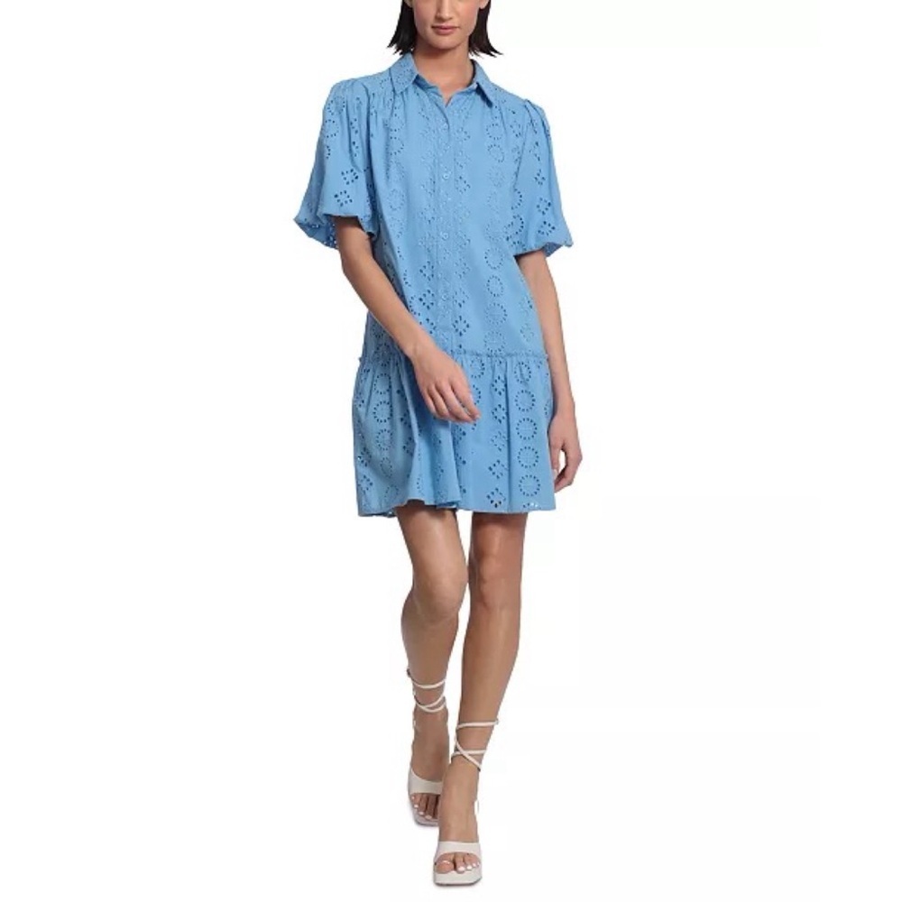 Donna Morgan Button Down Eyelet Shirt Dress - Picture 2 of 16
